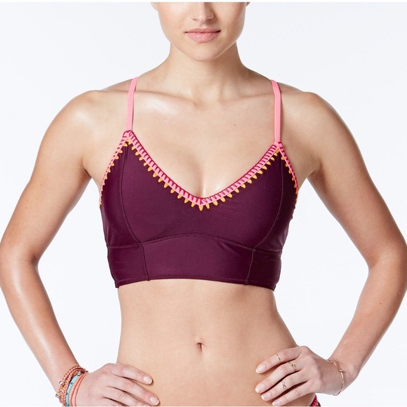 Jessica Simpson Purple Bikini Top with Pink Accents - Picture 1 of 4